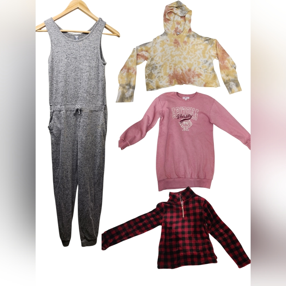 Lot Of 4 Girls Size 10-12 Sweaters And Romper